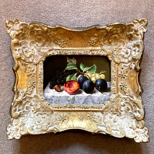 Framed signed oil painting on canvas of fruit - Picture 1 of 4