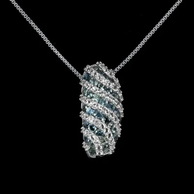 Collar de plata de ley 925 zafiro azul 1,5 mm topacio blanco piedras preciosas 18 pulgadas Foto 1 de 4