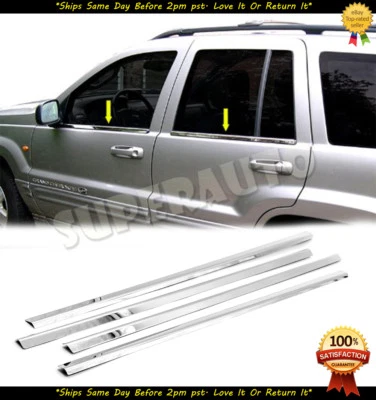 Borde de ventana de acero inoxidable pulido para Jeep Grand Cherokee 2003 2004  Foto 1 de 2