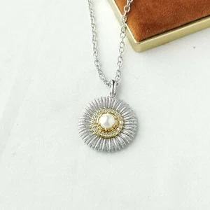 Alicia Bonnie Gold Silber Brillanz Blüten Perlen Anhänger Halskette - Bild 1 von 3