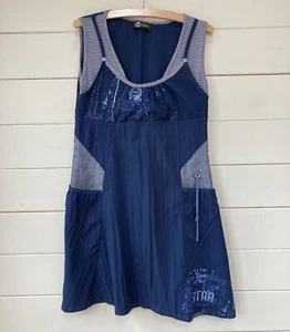 A Cool Navy Y2k Mini Dress By Planete Interdite Paris Size 10-12 - Picture 1 of 11