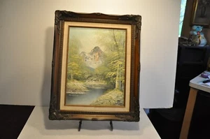 Vintage Framed Oil Canvas Painting River Mountain Landscape Signed by Henderson - Picture 1 of 10