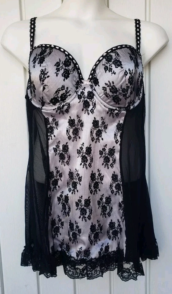 Conjunto Lencería Tanga Satén Ropa Seductora Cinema Etoile Vintage Talla Grande 2X NUEVO  Foto 1 de 4