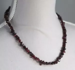 RED GARNET NECKLACE WITH 925 STERLING SILVER CLASP 19" JANUARY BIRTHSTONE - Picture 1 of 4
