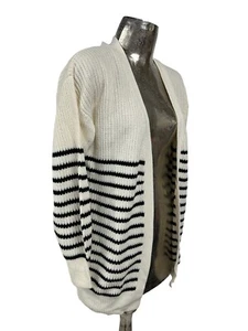 F+F Chunky Knit Cardigan Size XS 8 Womens Cream Stripe Top NEW EU36 RRP £19.50 - Picture 1 of 14