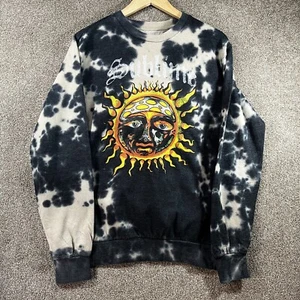 Sublime Sweatshirt Men's Small Black Beige Tie Dye Sun Fleece Lined Pullover - Picture 1 of 8