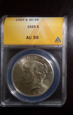 1925 $1 Peace Silver Dollar ANACS AU55 - Image 1 of 2