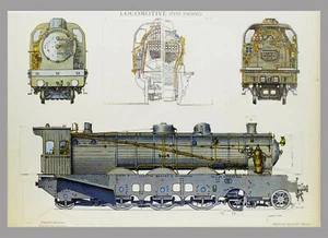 1924 LOCOMOTIVE- Original POP-UP CROMOLITHOGRAPHIC - (02007) - Picture 1 of 1
