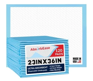 120 Adult Urinary Heavy Incontinence Disposable Bed Pee Underpads 23x36 Bed Pads - Picture 1 of 7
