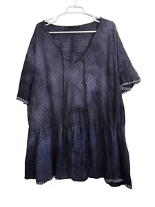 Bloomchic Shirt Women's Size 30 US Stripes Short Sleeves V-Neck Custom Dyed - Picture 1 of 6