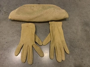 Vintage 1960s Gloves Gold Metallic W/Matching Clutch Very Nice - Picture 1 of 8