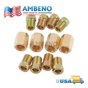 12x Straight Brass Brake Line Inverted Compression Fitting Unions For 3/16" Tube - Picture 1 of 8