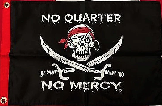 CABEZAS PIRATAS 12" X 18" CALIDAD NYLON PIRATA NAVEGANTES BANDERA "SIN CUARTO SIN PIEDAD" Foto 1 de 1