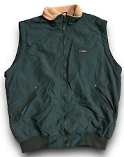 Vintage LL Bean Vest Nylon Fleece Lined Mens Size Large Green Full Zip Retro