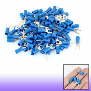 100 Pcs SV1.25-4AWG 22-16 Blue Pre Insulated Fork Terminals Connector ✦KD - Imagen 1 de 4
