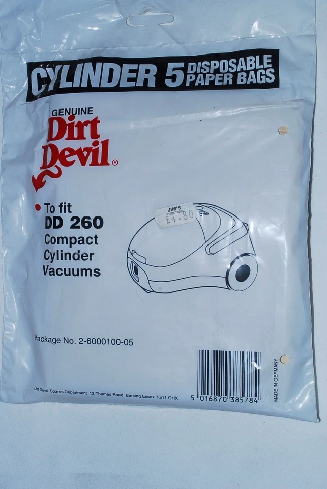 GENUINE PAPER BAGS FOR DIRT DEVIL DD260 ETC 2-60000100-05 - Image 1 of 1