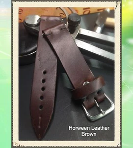 Correa de reloj de cuero genuino Müller&Son Horween 18 mm marrón - ""Orejas de perro"" estilo - Imagen 1 de 4