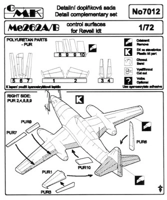 CMK CZECH MASTER'S KITS 7012 - Me262A/B • CONTROL SURFACE (REVELL) - 1/72 RESIN - Immagine 1 di 4