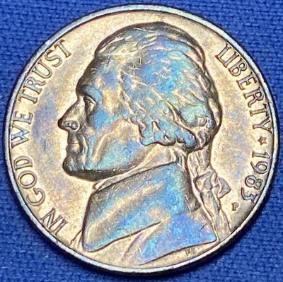 1983-P Jefferson Nickel Beautiful Brilliant Toned Coin   #8 - Image 1 of 4