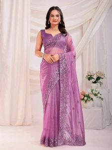 Blusa Sari Bollywood Diseñador Indio Paquistaní Fiesta Ropa Boda Elegante Sari - Imagen 1 de 7