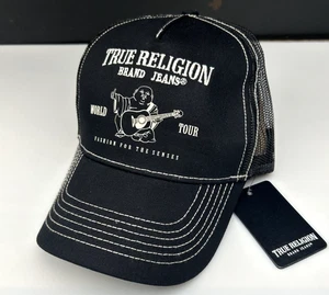 TRUE RELIGION TR TRUCKER BUDDHA LOGO Men's Hat Black PLMH0151 $59 NEW - Picture 1 of 3