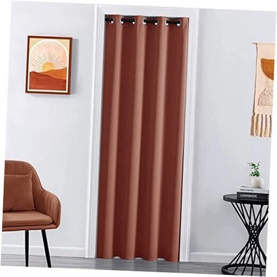 Cortinas de puerta delantera Boho naranja óxido para 42"W x 80"L (paquete de 1) naranja quemado Foto 1 de 4