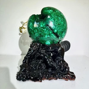 30.36LB 196mm Natural Malachite glossy cluster sphere mineral ball sample - Picture 1 of 17