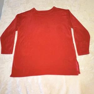 Vintage J Jill L Large Red Shirt Top Sweatshirt Velour Women Christmas Comfy USA - Picture 1 of 8