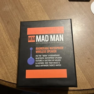 Boomerang Waterproof Bluetooth Speaker Blue New Mad Man - Picture 1 of 3