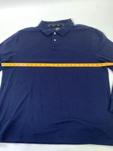 Club Room Performance Men's XL Blue Polo Long Sleeve, 2 Button Neck Soft Collar - Picture 1 of 9