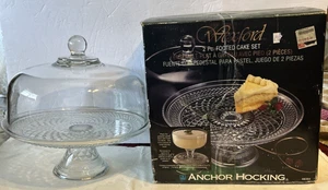 Anchor Hocking Wexford 2pc. Footed Cake Set, Cake Plate & Dome/Punch Bowl - Picture 1 of 5