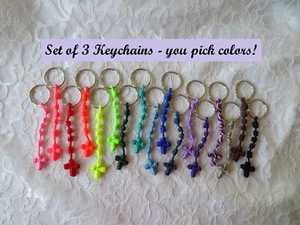 Knotted Twine Cord Cross Keychains (Set of 3) Handmade in USA - See description - Picture 1 of 7