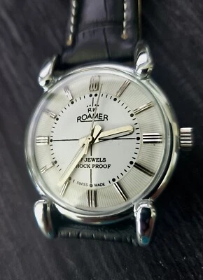 Rare Roamer Brevete Swiss Mens Manual Watch Slv Wht Blk ✨ - Image 1 of 4