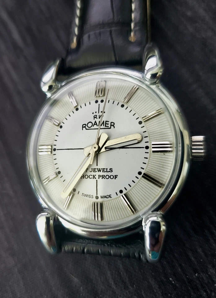 Rare Roamer Brevete Swiss Mens Manual Watch Slv Wht Blk ✨ - Image 1 of 4