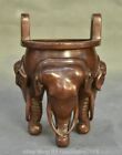 5.6 " Xuande Marked China Red Bronze Dynasty Elephant Legs Beast Incense burner