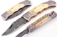 Hand made Damascus steel Folding/Pocket Hunting knife , Razor Sharp DB-7080-B
