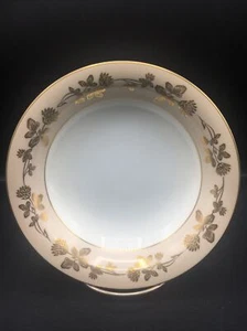 Juego de 2 tazones de sopa de borde beige floral sobre borde beige dorado Noritake 5491 ~ - Imagen 1 de 7