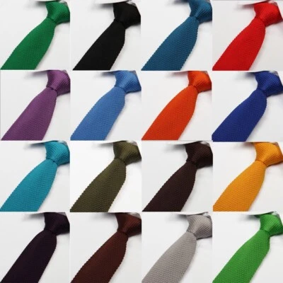 Men's Colourful Tie Knit Knitted Tie Necktie Narrow Slim Skinny Woven Handsome - Image 1 of 4