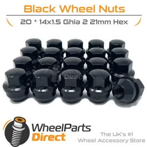 Wheel Nuts (20) 14x1.5 Black for Ford Transit Custom 12-20 on Original Wheels - Picture 1 of 3