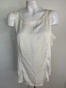 Ann Taylor Womens Ivory Size L Scoop Neck Tank Top Blouse Polyester Blend - Picture 1 of 5