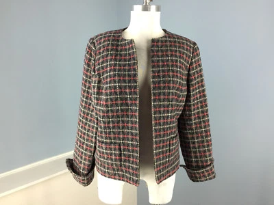 New Pendleton L 12 Gray pink Plaid Blazer Jacket Wool Cashmere Career Classic - Image 1 of 4