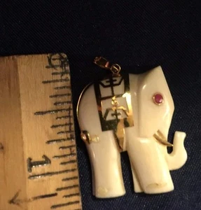 Colgante elefante vintage años 80 con detalles dorados - Imagen 1 de 1