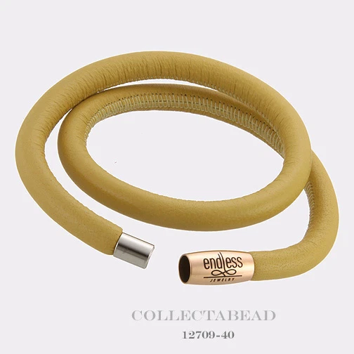 Authentic Endless Rose Gold Plated Yellow Double Leather Bracelet 8" 12709-40 - Image 1 of 1