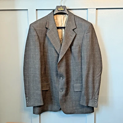 Abrigo Deportivo John Weitz Signature Collection 100% Lana - Talla 40R Gris Marrón Cuadros Foto 1 de 4