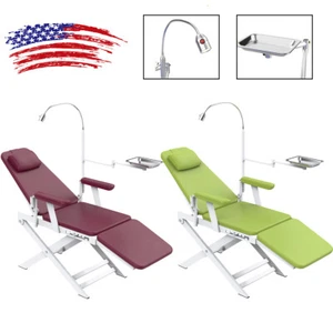 Silla dental portátil plegable luz de lámpara LED y bandeja de acero inoxidable - Picture 1 of 19