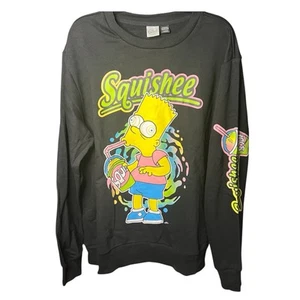 Bart Simpson 90’s Style Squishee Sweatshirt Black Large Crewneck Simpsons Black - Picture 1 of 4