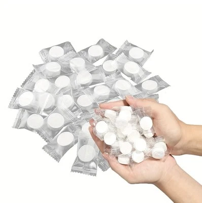 Paquete de 100 tabletas de toallas comprimidas pañuelos faciales desechables toallas de viaje faciales Foto 1 de 3