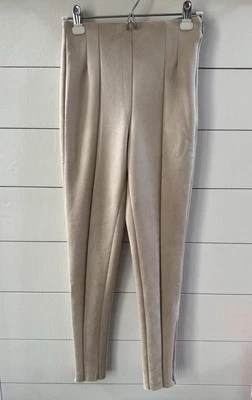 Nuevo con etiquetas Leggings Zara Pequeños Tostados Imitación Gamuza Frente Plano tiro alto Tobillo Cremallera Pantalones Foto 1 de 4