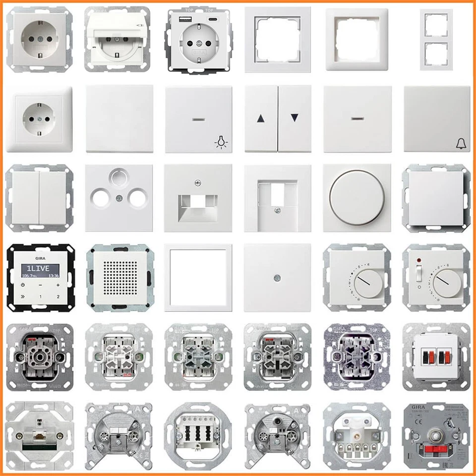 Gira System 55 Reinweiß seidenmatt Steckdose Schalter Wippe Rahmen Radio RDS