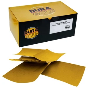 Dura-Gold 240 Grit Gold - 1/4 Sheet Plain Backing Sandpaper 5.5" x 4.5" - 400pk - Picture 1 of 5